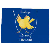 かわいい歌の黄色いカナリアの鳥の漫画 ラージペーパーバッグ (裏面)