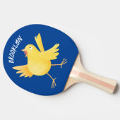 かわいい歌の黄色いカナリアの鳥の漫画 卓球ラケット (横)