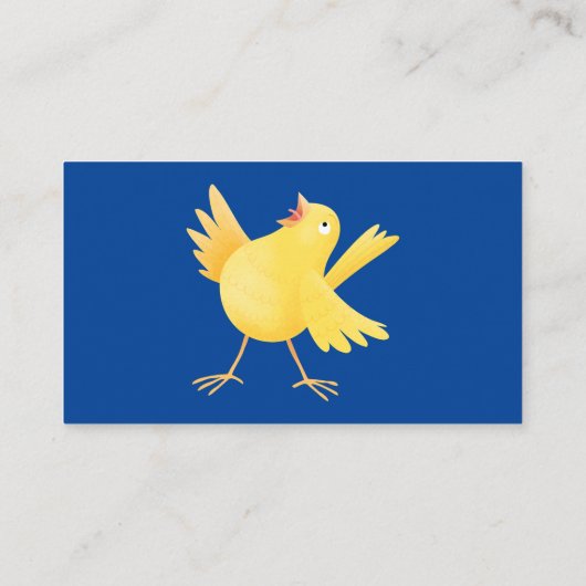 かわいい歌の黄色いカナリアの鳥の漫画 名刺 (裏面)