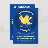 かわいい歌の黄色いカナリアの鳥の漫画 招待状 (正面/裏面)