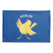 かわいい歌の黄色いカナリアの鳥の漫画 枕カバー (裏面)