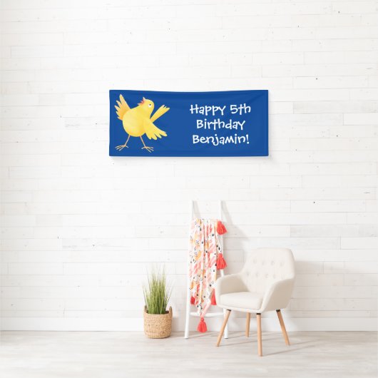 かわいい歌の黄色いカナリアの鳥の漫画 横断幕 (インサイチュ)