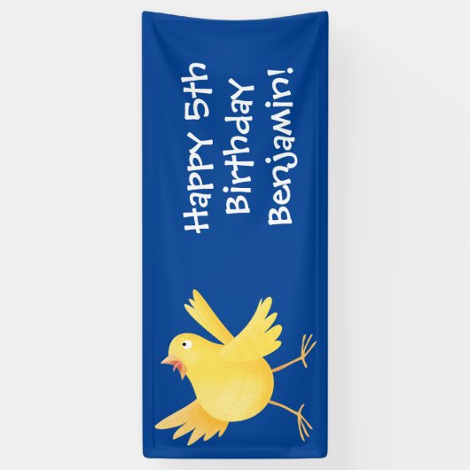 かわいい歌の黄色いカナリアの鳥の漫画 横断幕 (縦)