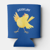 かわいい歌の黄色いカナリアの鳥の漫画 缶クーラー (裏面)