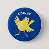 かわいい歌の黄色いカナリアの鳥の漫画 缶バッジ (正面)