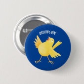 かわいい歌の黄色いカナリアの鳥の漫画 缶バッジ (正面&裏面)