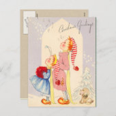 かわいい歌を歌うクリスマスカロラーはがき シーズンポストカード (正面/裏面)
