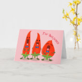 かわいい歌を歌うチリペッパーズマンイラストレーション カード (黄色い花)