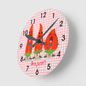 かわいい歌を歌うチリペッパーズマンイラストレーション ラウンド壁時計 (傾斜)