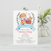 かわいい歌を歌う少年とトナカイのクリスマスパーティー 招待状 (スタンド正面)