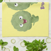 かわいい歌アーティチョーク野菜アニメ キッチンタオル (折り畳み)