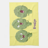 かわいい歌アーティチョーク野菜アニメ キッチンタオル (縦)