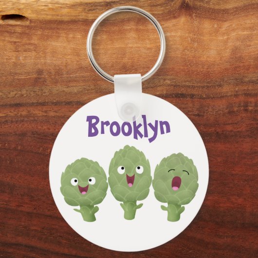 かわいい歌アーティチョーク野菜アニメ キーホルダー (正面)