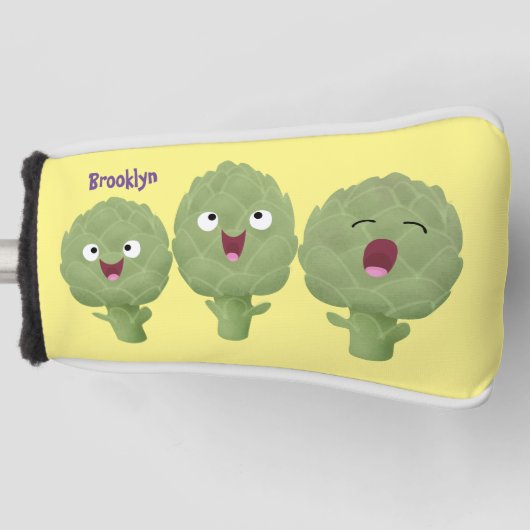 かわいい歌アーティチョーク野菜アニメ ゴルフヘッドカバー (正面)