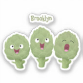 かわいい歌アーティチョーク野菜アニメ シール (正面)