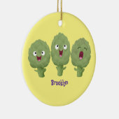 かわいい歌アーティチョーク野菜アニメ セラミックオーナメント (右)