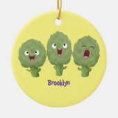 かわいい歌アーティチョーク野菜アニメ セラミックオーナメント (正面)