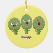 かわいい歌アーティチョーク野菜アニメ セラミックオーナメント (裏面)