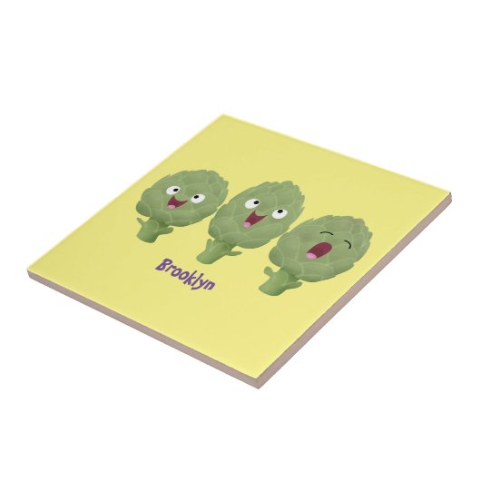 かわいい歌アーティチョーク野菜アニメ タイル (側面)