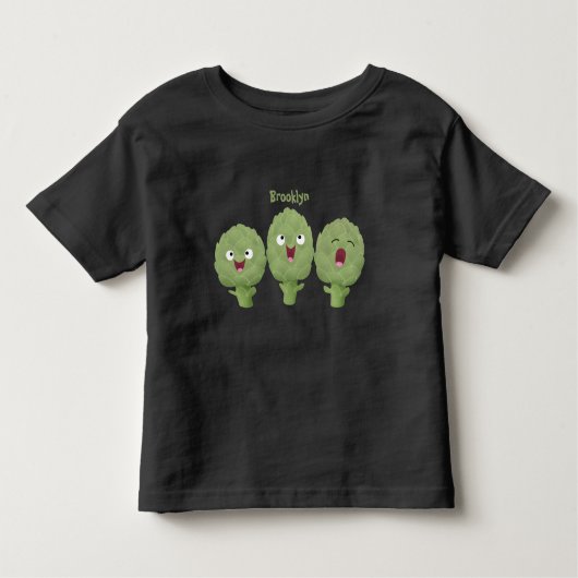 かわいい歌アーティチョーク野菜アニメ トドラーTシャツ (正面)