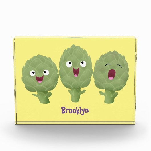かわいい歌アーティチョーク野菜アニメ フォトブロック (正面)