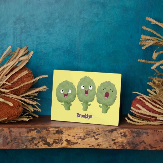 かわいい歌アーティチョーク野菜アニメ  フォトプラーク (側面)