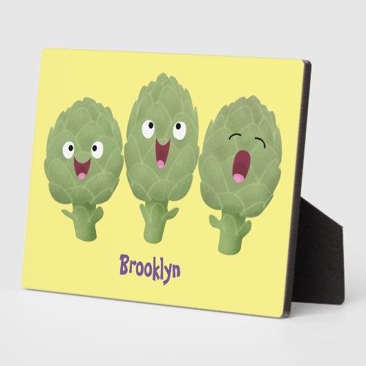 かわいい歌アーティチョーク野菜アニメ  フォトプラーク (側面)