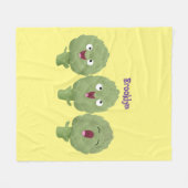 かわいい歌アーティチョーク野菜アニメ フリースブランケット (正面(横))