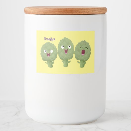 かわいい歌アーティチョーク野菜アニメ フードラベル (正面)