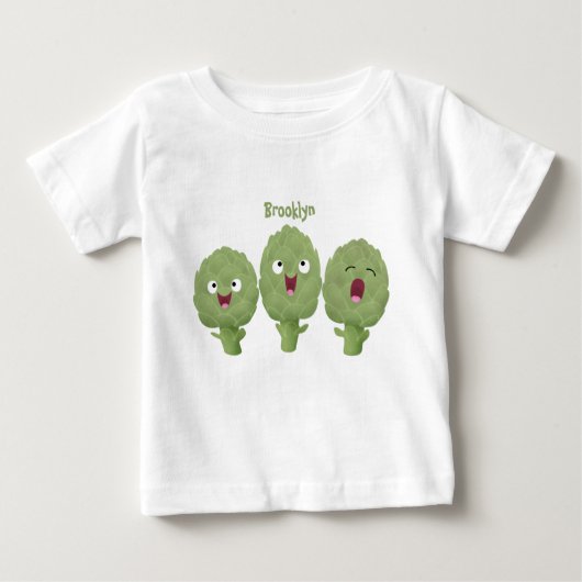 かわいい歌アーティチョーク野菜アニメ ベビーTシャツ (正面)