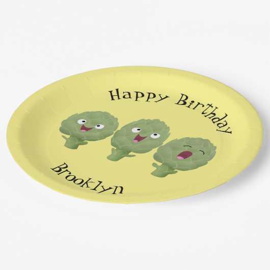 かわいい歌アーティチョーク野菜アニメ ペーパープレート (アングル)