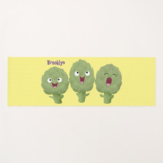 かわいい歌アーティチョーク野菜アニメ ヨガマット (正面(横))