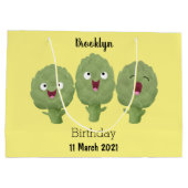 かわいい歌アーティチョーク野菜アニメ ラージペーパーバッグ (裏面)