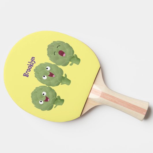 かわいい歌アーティチョーク野菜アニメ 卓球ラケット (横)