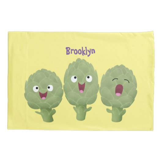 かわいい歌アーティチョーク野菜アニメ 枕カバー (裏面)