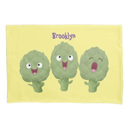 かわいい歌アーティチョーク野菜アニメ 枕カバー (正面)