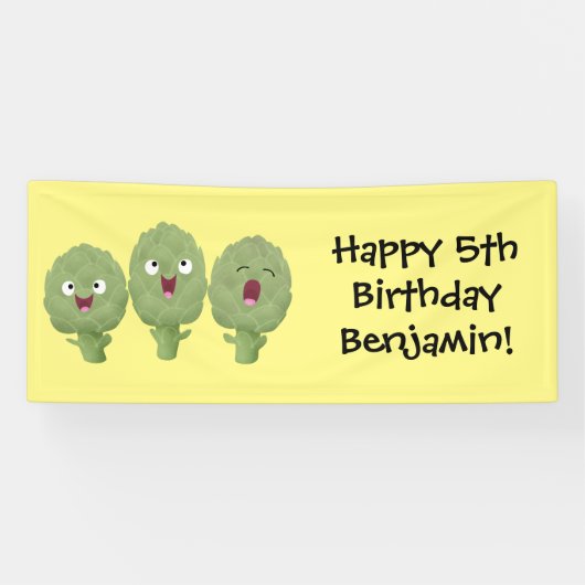 かわいい歌アーティチョーク野菜アニメ 横断幕 (横)