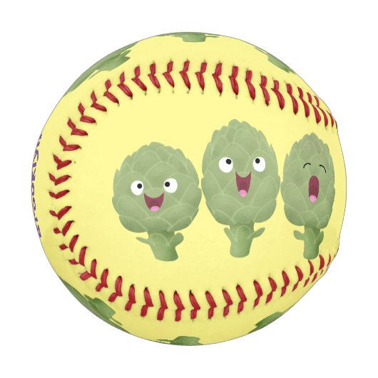 かわいい歌アーティチョーク野菜アニメ 野球ボール (正面左)