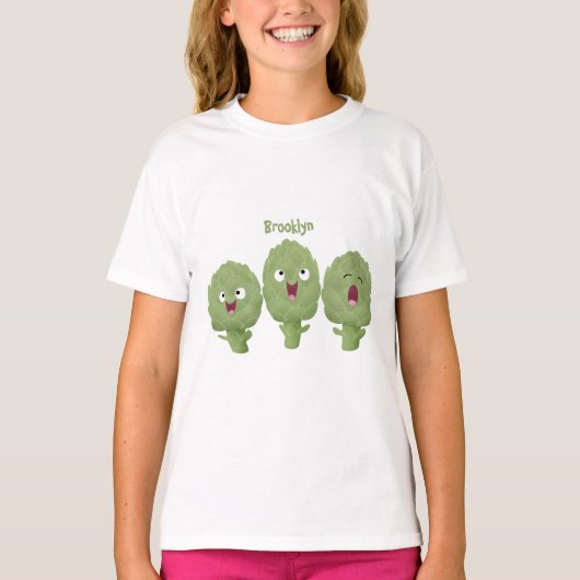 かわいい歌アーティチョーク野菜アニメ Tシャツ (正面)