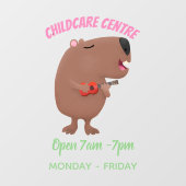 かわいい歌カピバラukulele漫画イラストレーション ウィンドウサイン (シート)