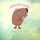 かわいい歌カピバラukulele漫画イラストレーション ウィンドウサイン (シート3)