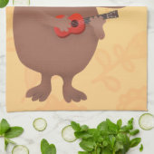 かわいい歌カピバラukulele漫画イラストレーション キッチンタオル (折り畳み)