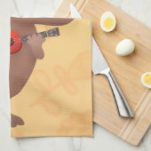 かわいい歌カピバラukulele漫画イラストレーション キッチンタオル (四つ折り)