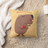 かわいい歌カピバラukulele漫画イラストレーション クッション (ブランケット)