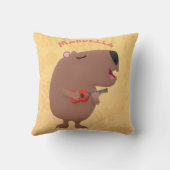 かわいい歌カピバラukulele漫画イラストレーション クッション (裏面)