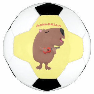 かわいい歌カピバラukulele漫画イラストレーション サッカーボール