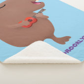 かわいい歌カピバラukulele漫画イラストレーション シェルパブランケット (3/4)