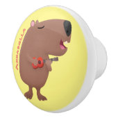 かわいい歌カピバラukulele漫画イラストレーション セラミックノブ (右)