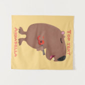 かわいい歌カピバラukulele漫画イラストレーション タペストリー (正面(横))