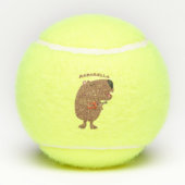 かわいい歌カピバラukulele漫画イラストレーション テニスボール (裏面)